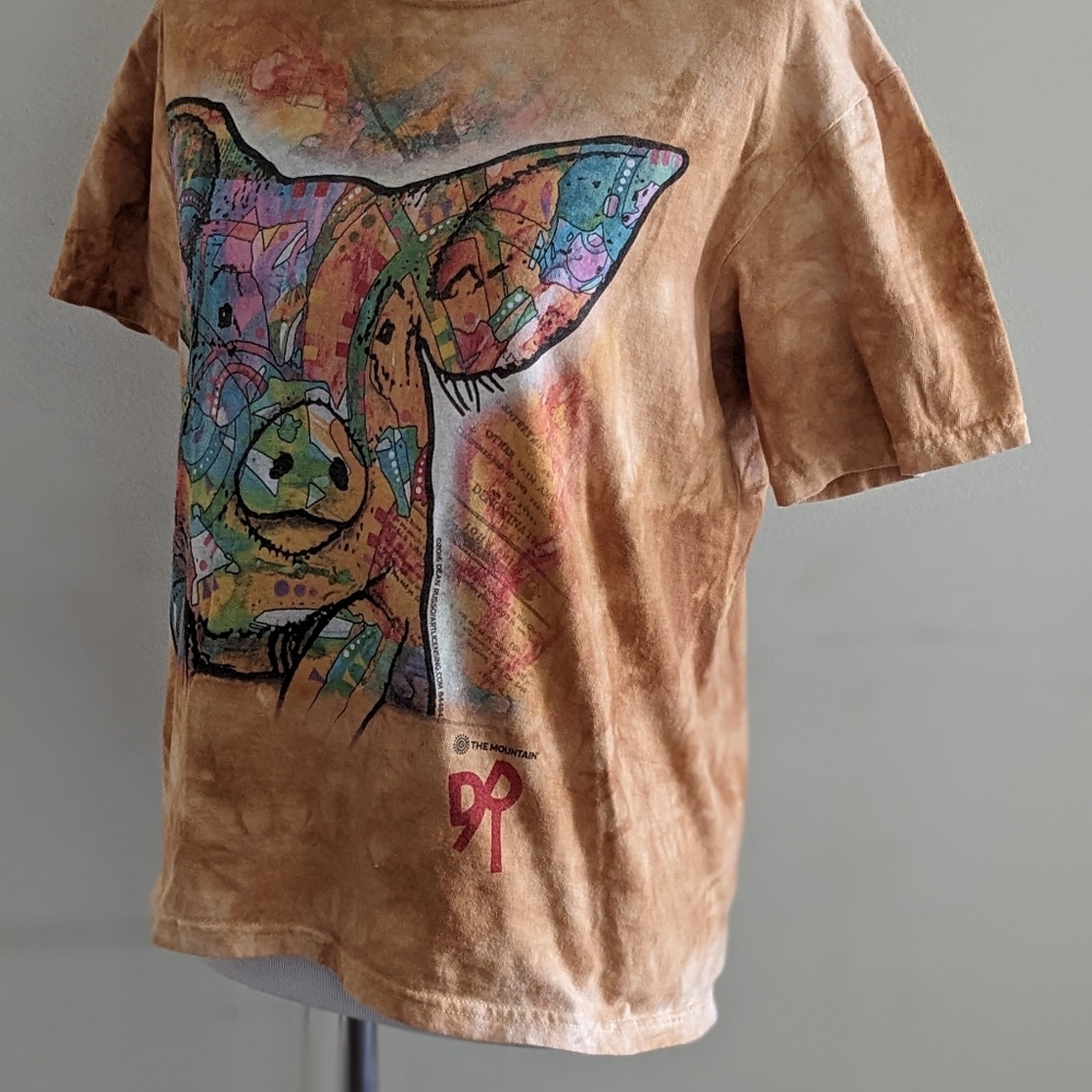 The Mountain Colorful Pig Face TShirt Tan Men’s Size Small Animals Graphic Print - Picture 4 of 5